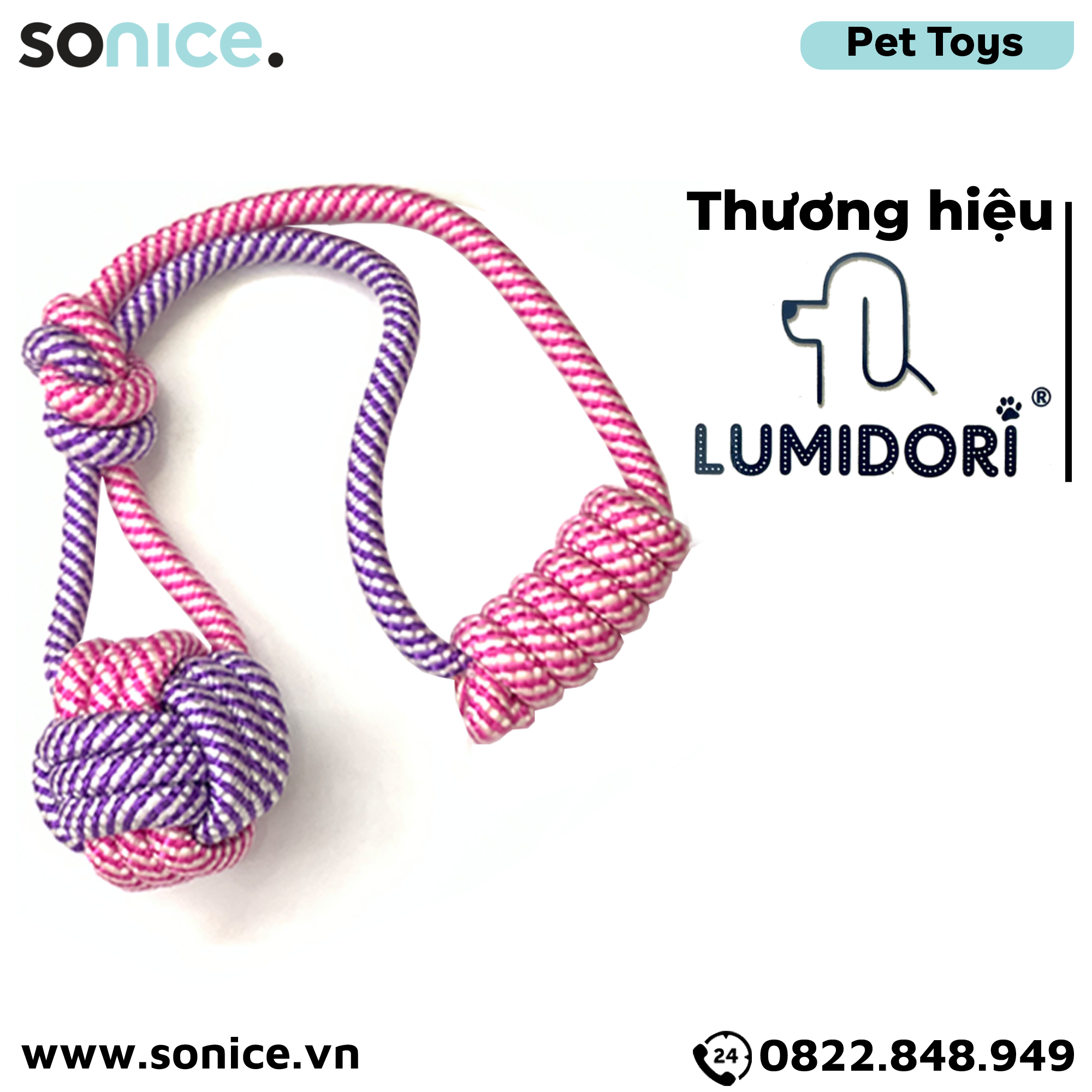  Đồ chơi Lumidori Handle Ball 2 Knot Rope Toys - Banh có tay cầm rút giữa SONICE. 