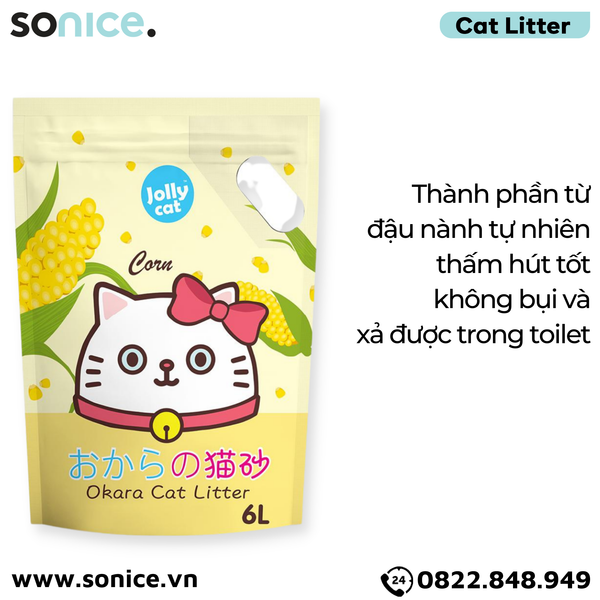  Cát vệ sinh Premium Tofu Jolly Cat Litter Corn 6L - Làm từ đậu nành soya hương bắp SONICE. 