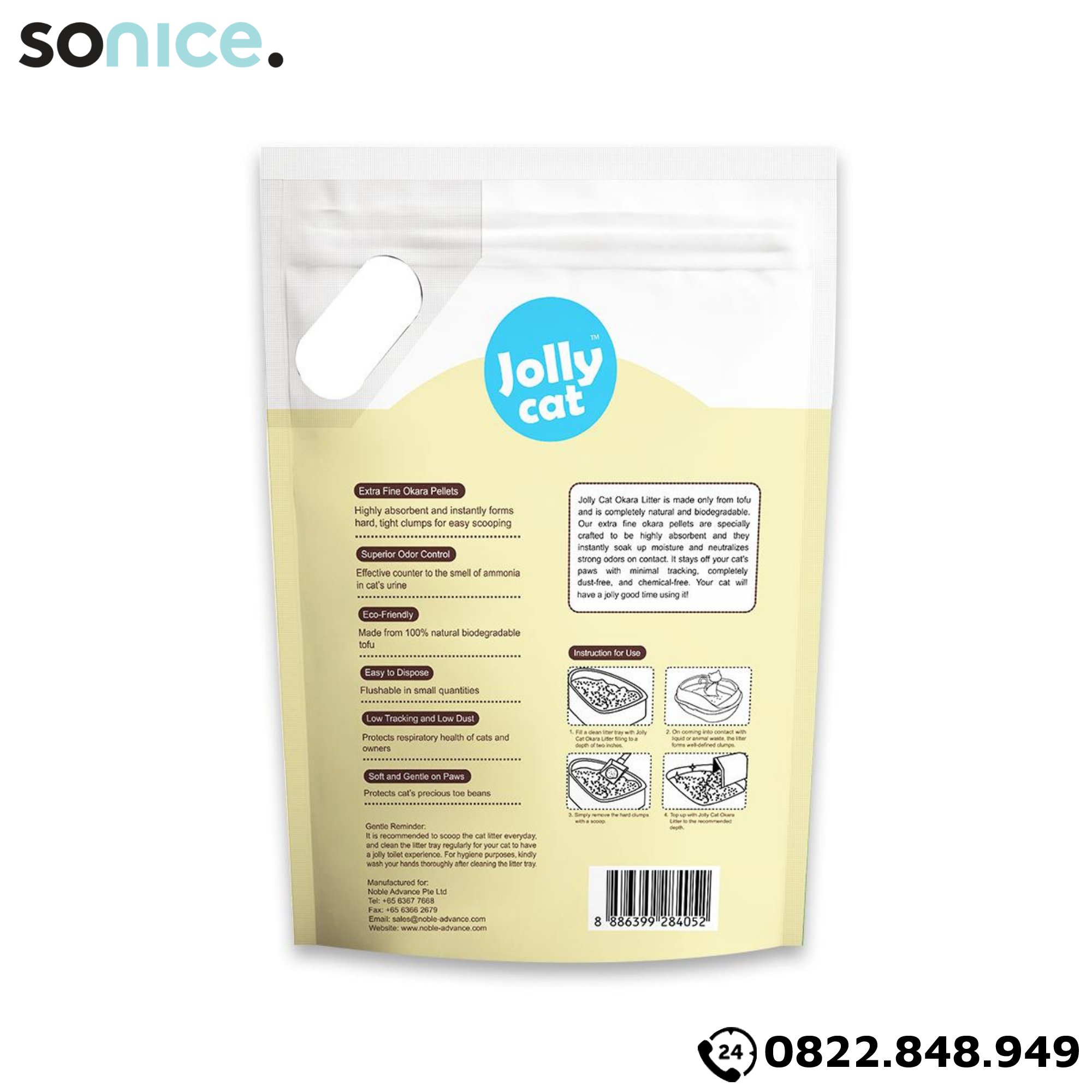  Cát vệ sinh Premium Tofu Jolly Cat Litter Bean 6L - Làm từ đậu nành soya hương truyền thống SONICE. 