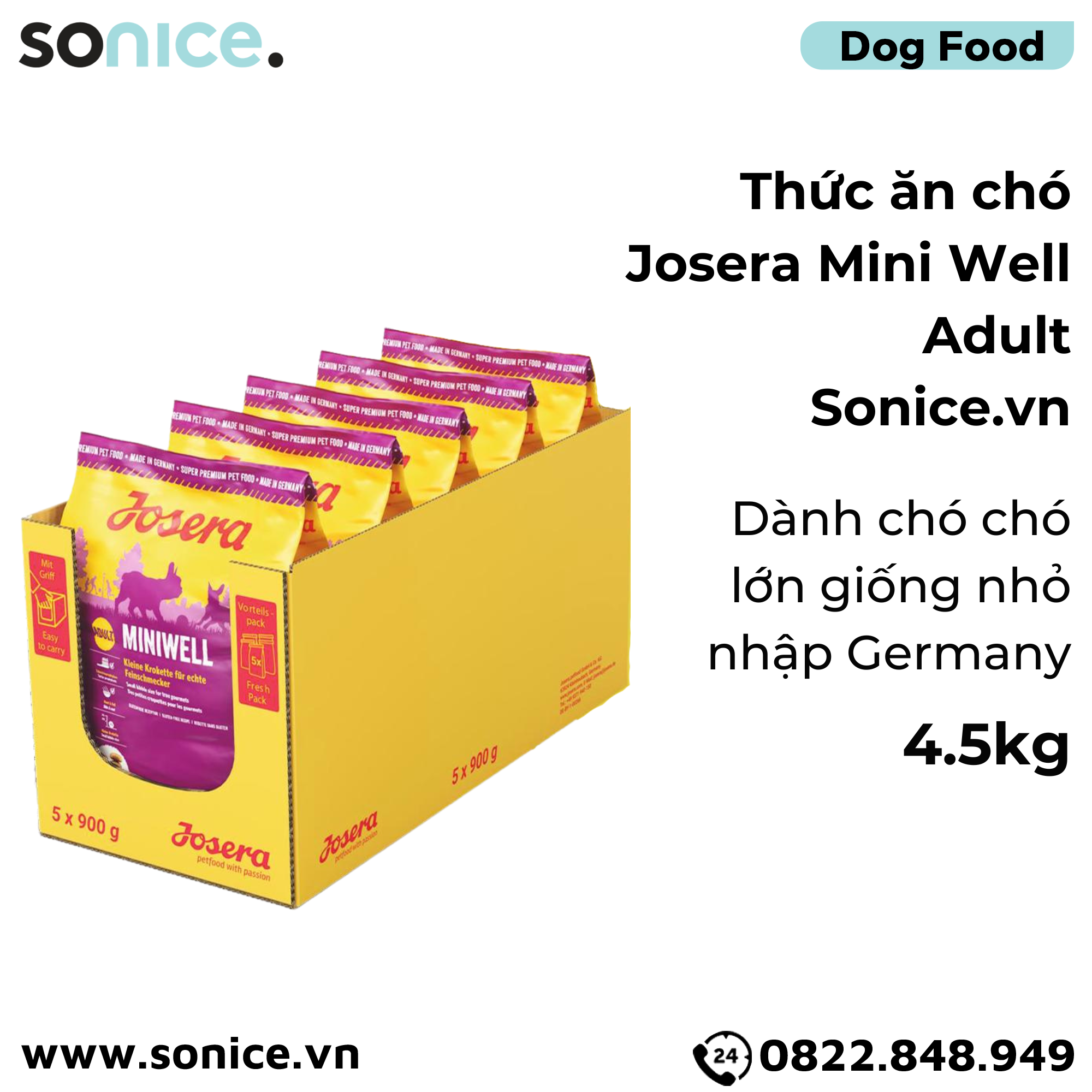  Thức ăn chó Josera Mini Well Adult 4.5kg - chó lớn giống nhỏ nhập Germany SONICE. 