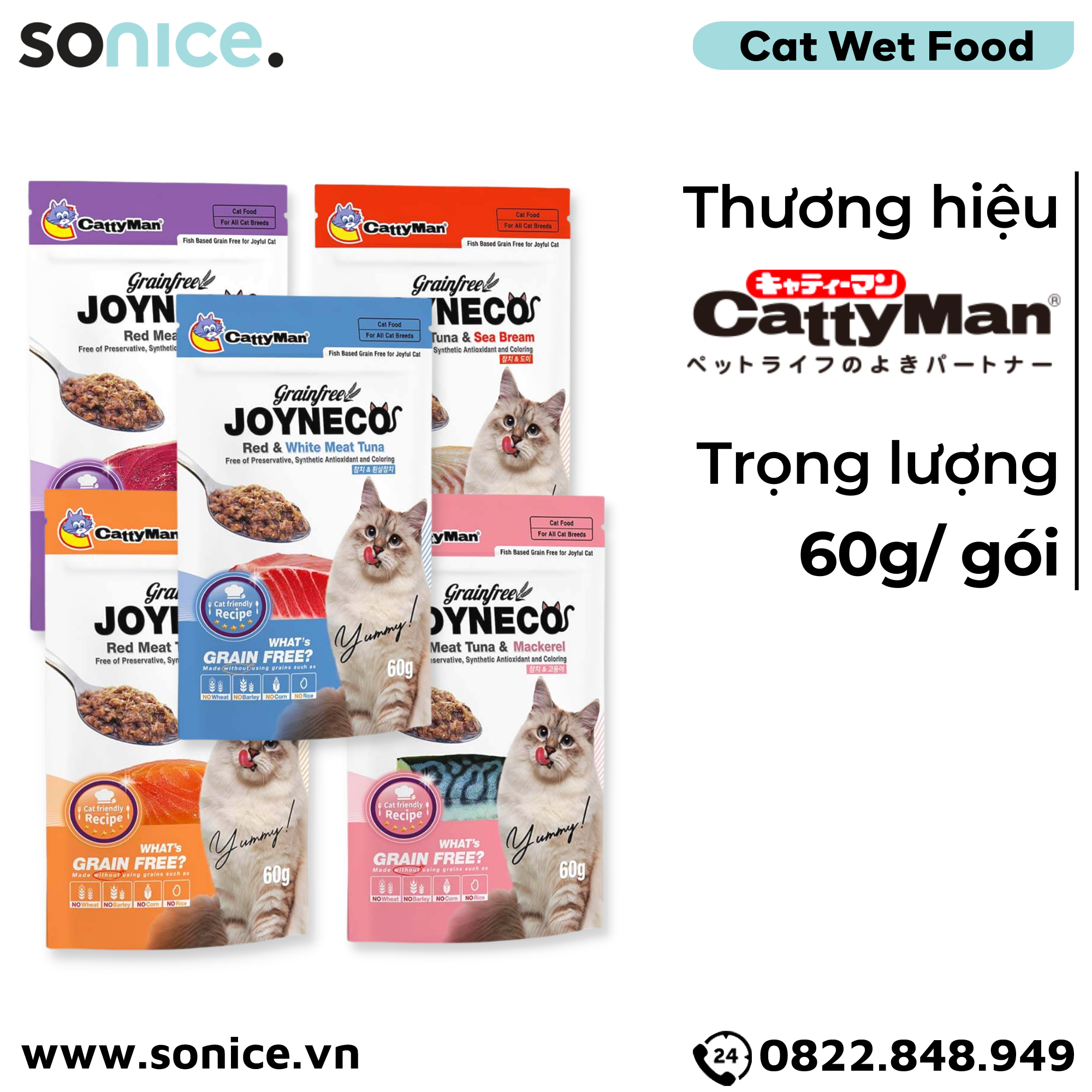  Combo Pate mèo JOYNECO Tuna 60g - 24 gói SONICE. 