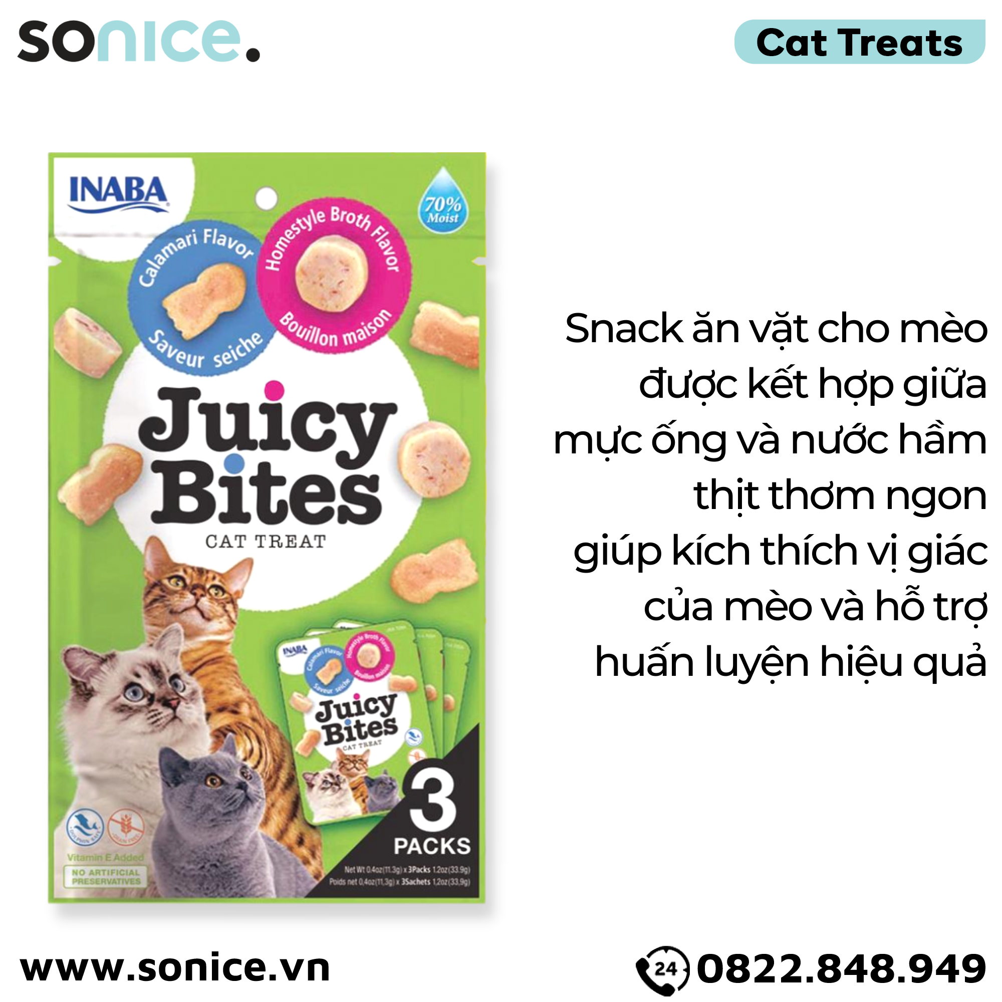  Snack mèo Juicy Bites Calamari & Homestyle - 40g SONICE. 