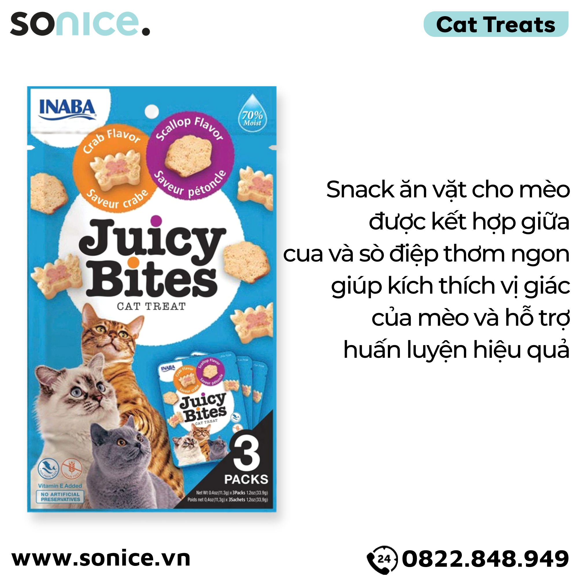  Snack mèo Juicy Bites Crab & Scallop - 40g SONICE. 