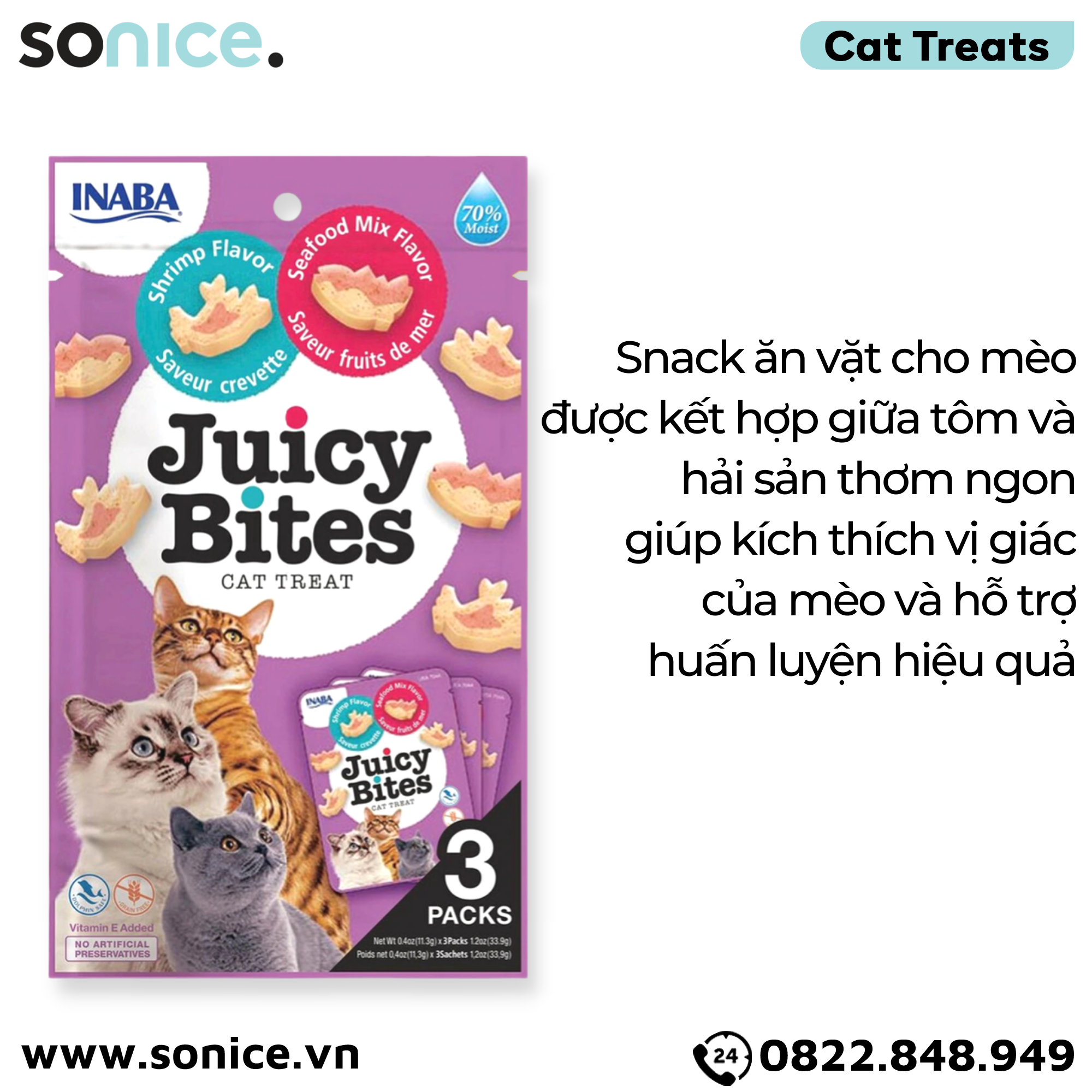  Snack mèo Juicy Bites Shrimp & Seafood - 40g SONICE. 