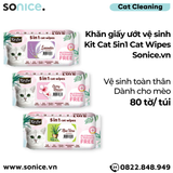  Khăn giấy ướt vệ sinh Kit Cat 5in1 Cat Wipes - Vệ sinh toàn thân cho Mèo SONICE. 