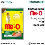  Pate mèo Me-o Kucing Sardine with Chicken & Rice 80g - hộp 12 gói SONICE. 