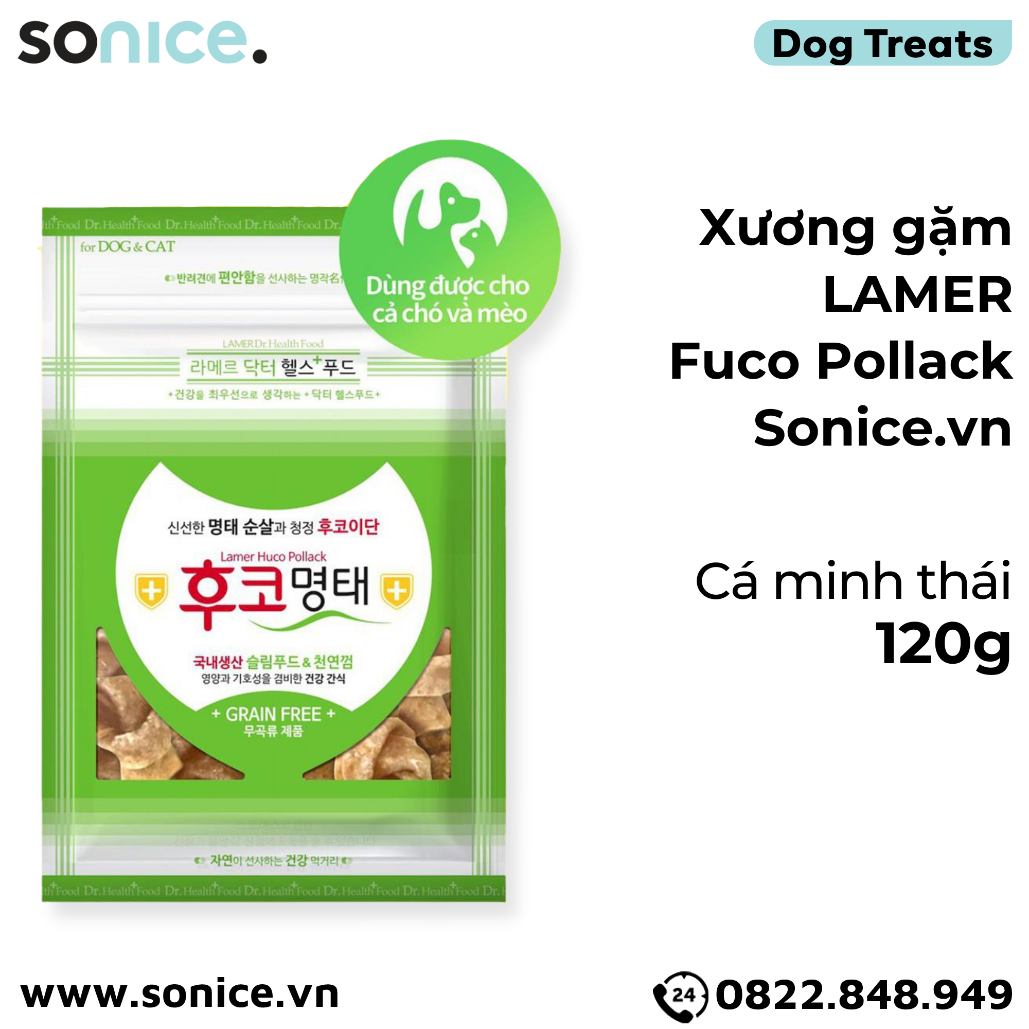  Xương gặm LAMER Fuco Pollack 120g - Cá minh thái SONICE. 