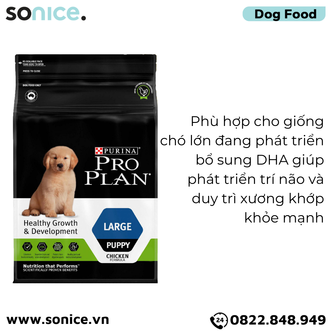  Thức ăn chó Purina PRO PLAN Large Puppy Chicken 5kg - chó con giống lớn vị gà SONICE. 