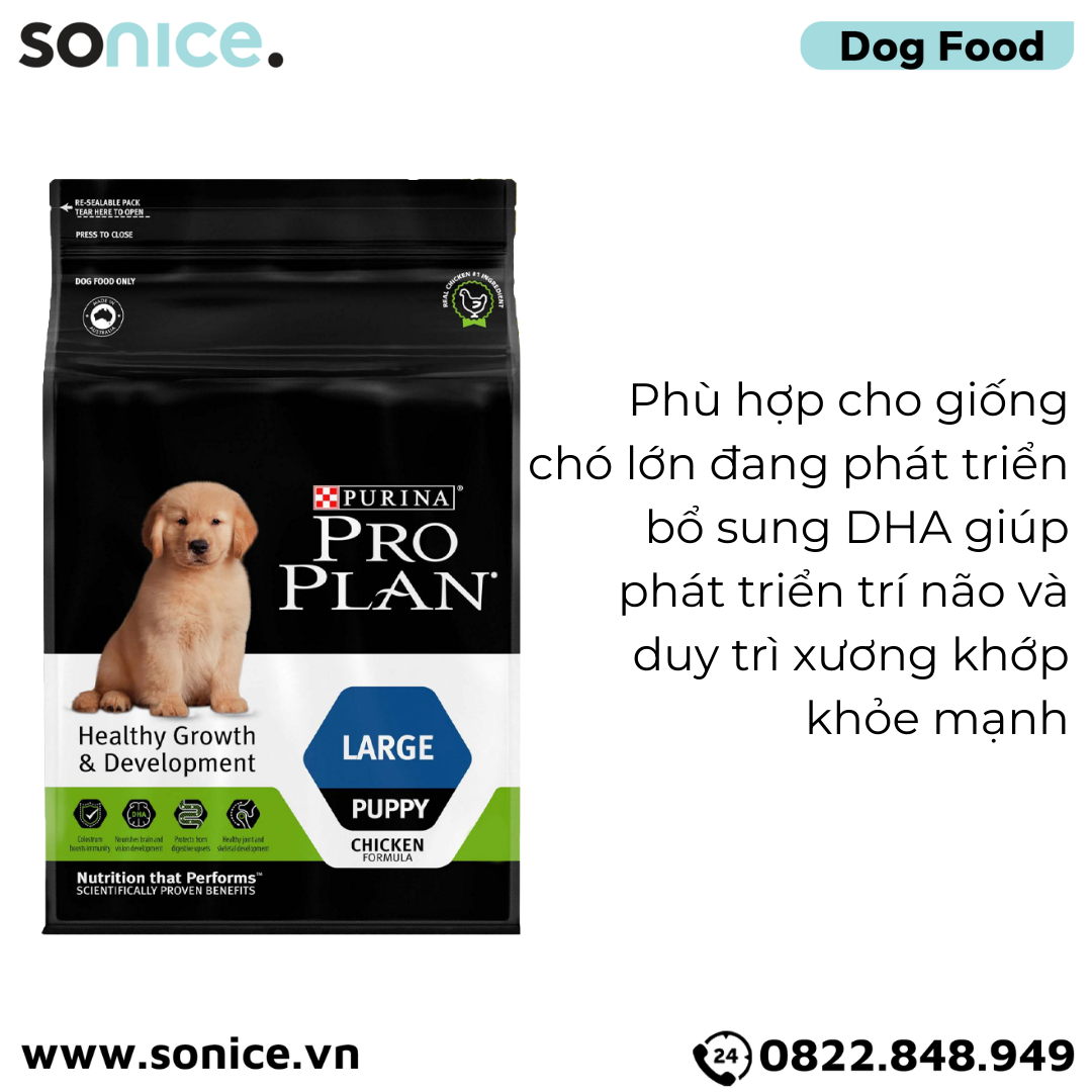  Thức ăn chó Purina PRO PLAN Large Puppy Chicken 2.5kg - chó con giống lớn vị gà SONICE. 