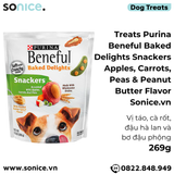  Treats Purina Beneful Baked Delights Snackers with Apples, Carrots, Peas & Peanut Buttet Flavor 269g - Vị táo, cà rốt, đậu hà lan và bơ đậu phộng SONICE. 