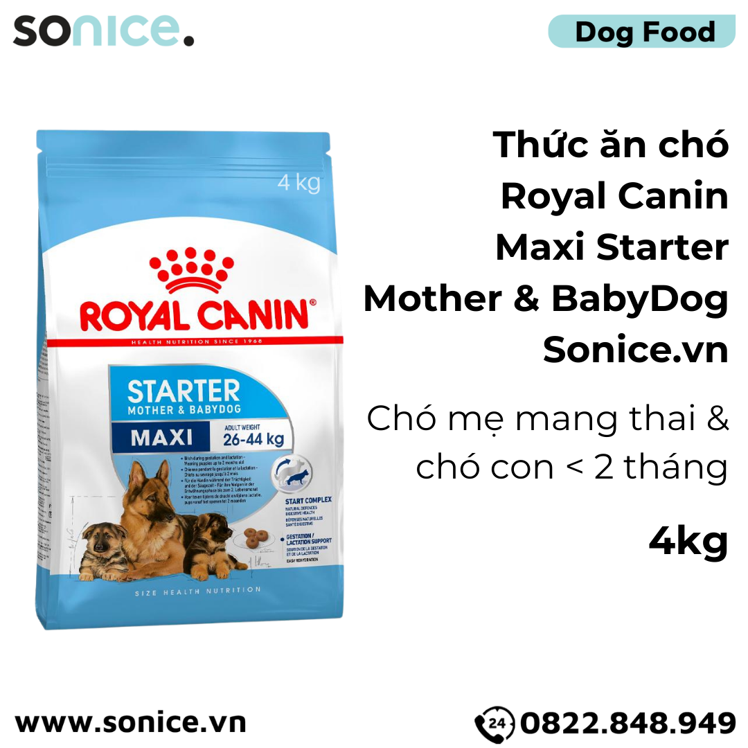  Thức ăn chó Royal Canin Maxi Starter Mother & BabyDog 4kg - Chó mẹ mang thai & chó con < 2 tháng SONICE. 