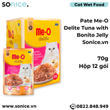  Pate Me-o Delite Tuna with Bonito Jelly 70g - Hộp 12 gói SONICE. 