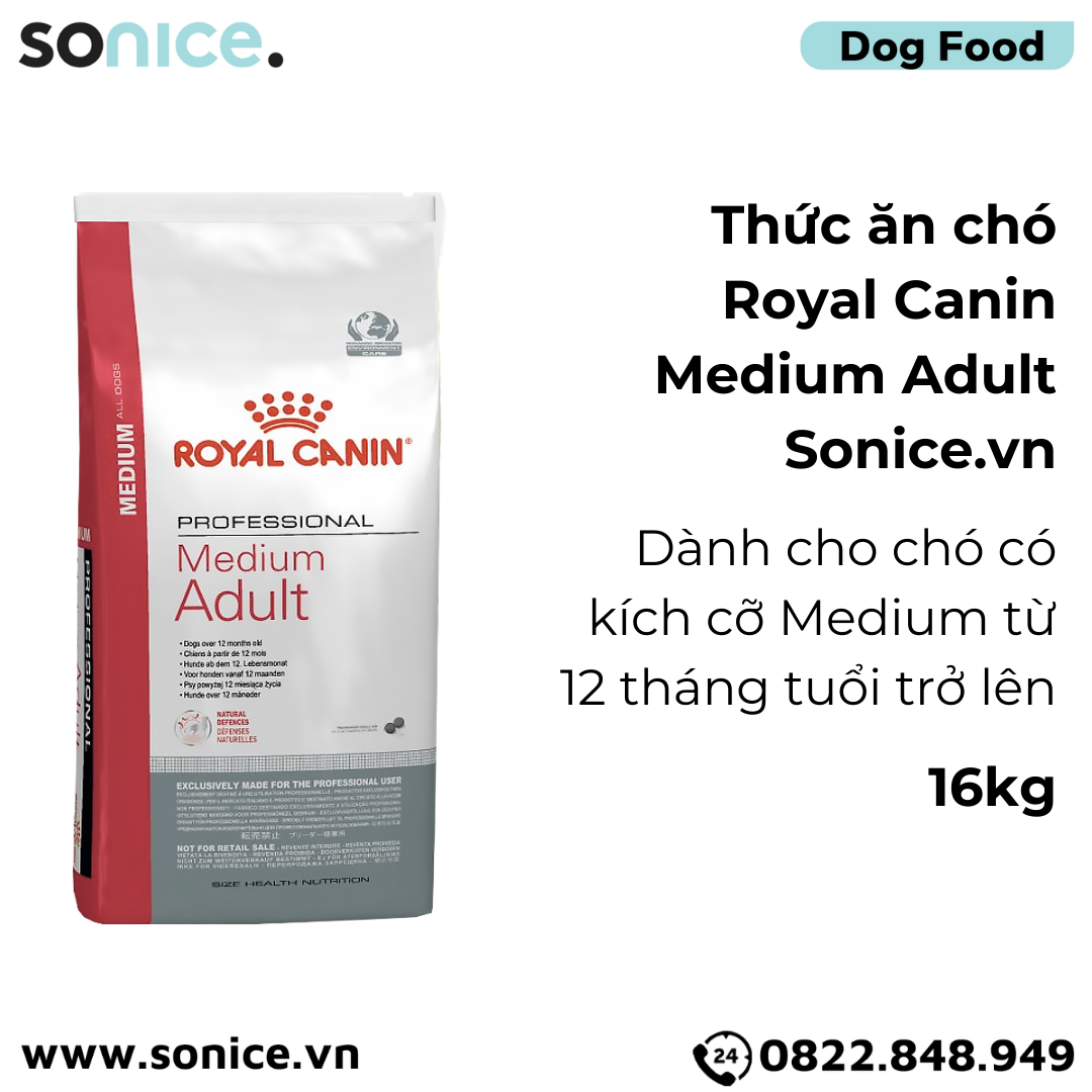  Thức ăn chó Royal Canin MEDIUM ADULT 16kg SONICE. 