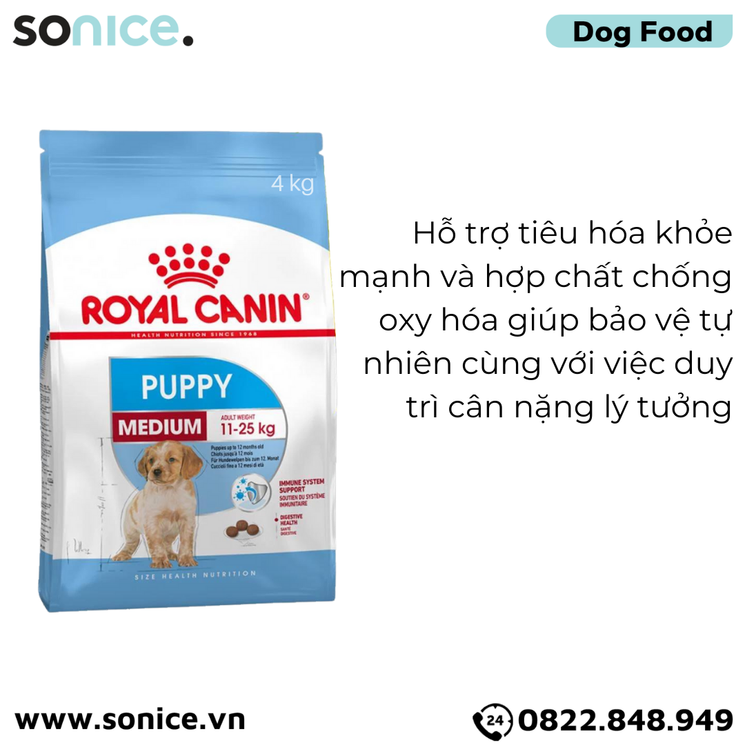  Thức ăn Chó Royal Canin MEDIUM PUPPY 4kg SONICE. 