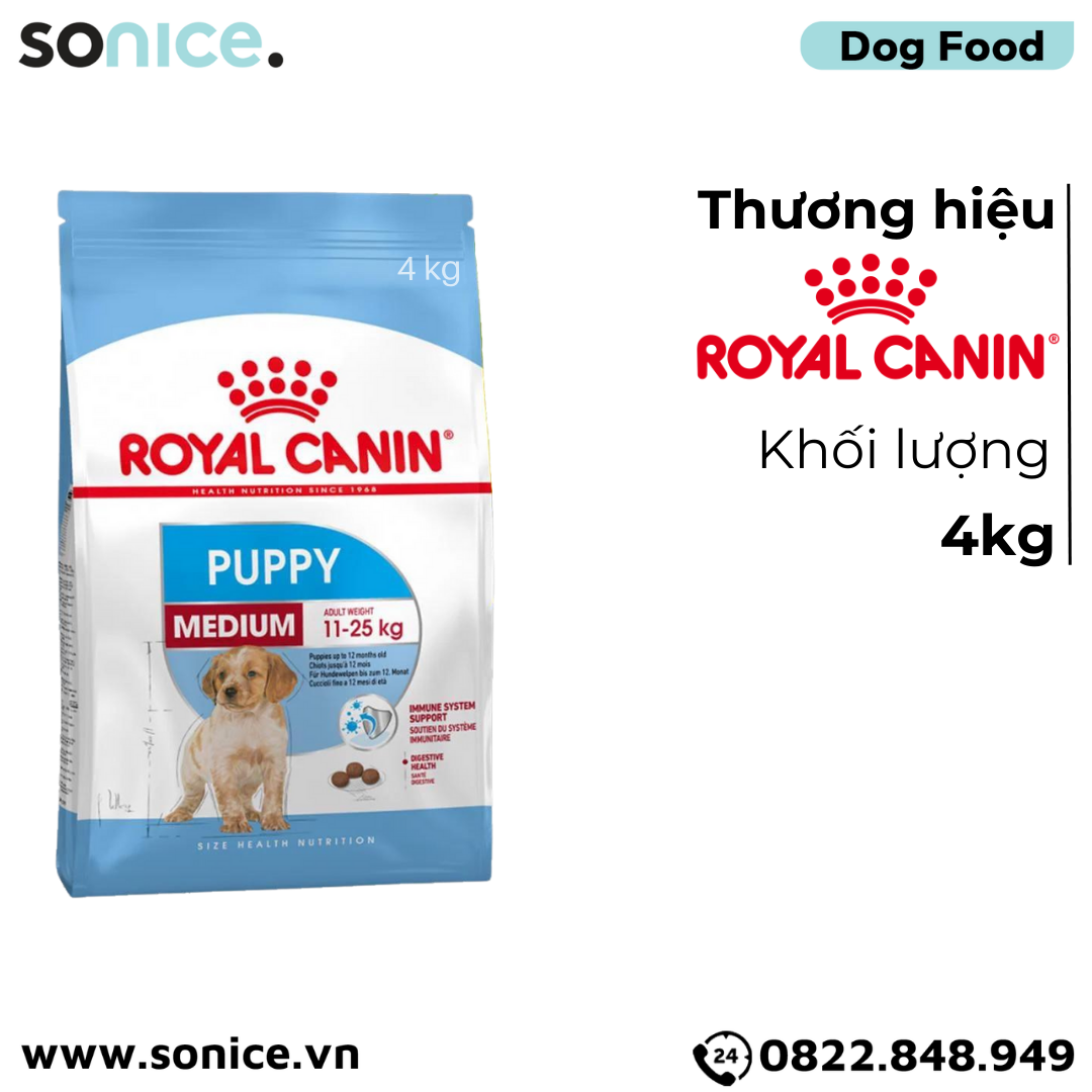  Thức ăn Chó Royal Canin MEDIUM PUPPY 4kg SONICE. 