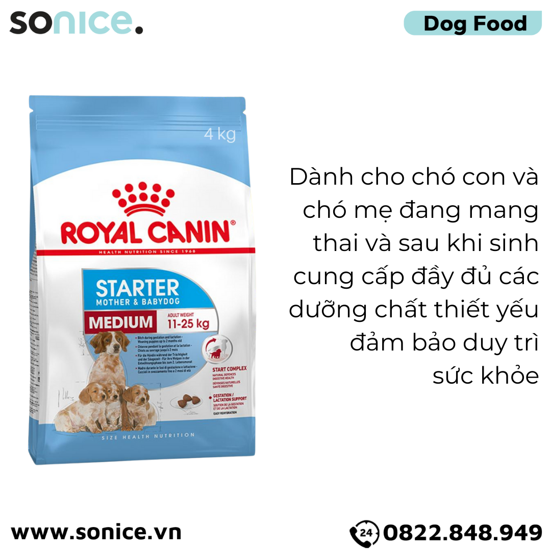  Thức ăn chó Royal Canin Medium Starter Mother & BabyDog 4kg - Chó mẹ mang thai & chó con < 2 tháng SONICE. 