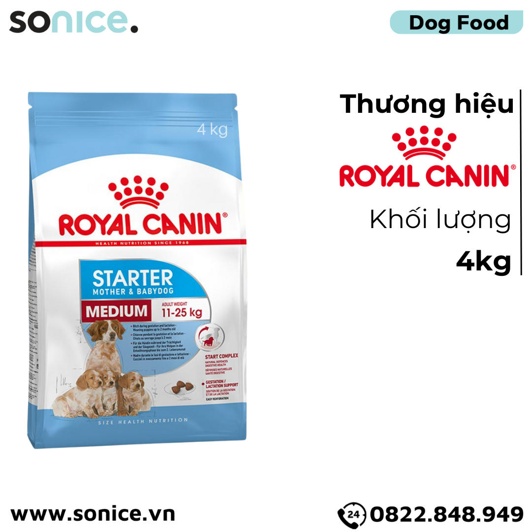  Thức ăn chó Royal Canin Medium Starter Mother & BabyDog 4kg - Chó mẹ mang thai & chó con < 2 tháng SONICE. 