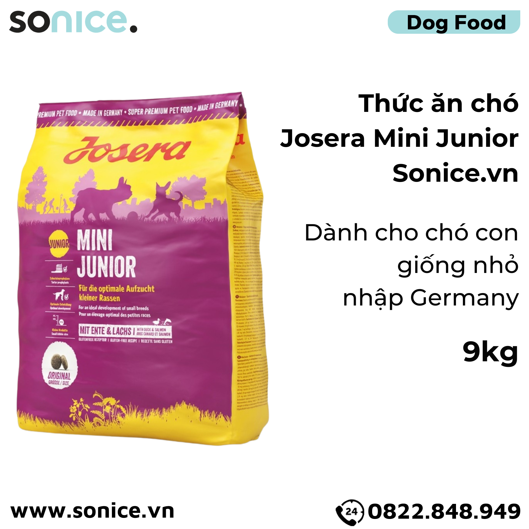 Thức ăn chó Josera Mini Junior 9kg - chó con giống nhỏ nhập Germany SONICE. 