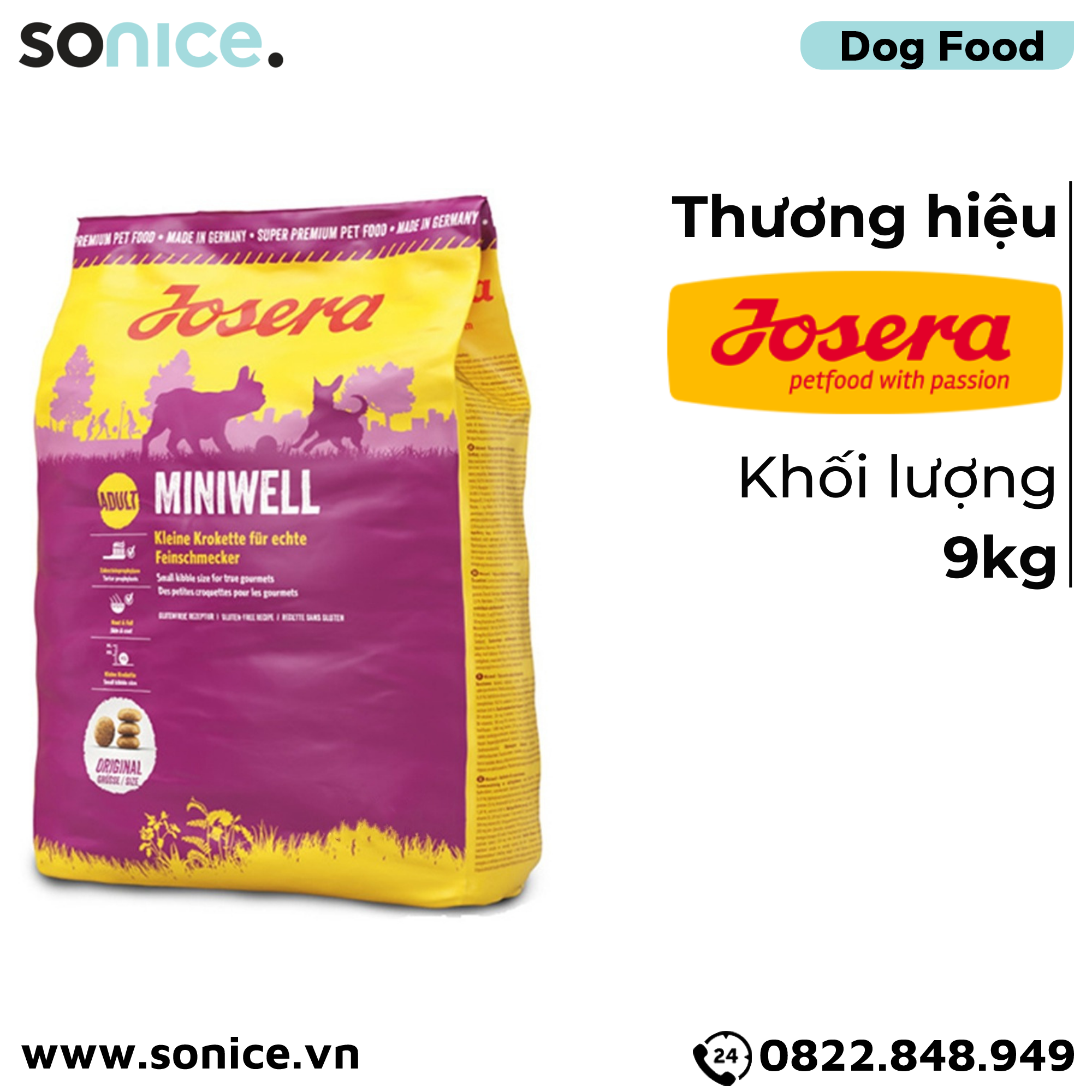  Thức ăn chó Josera Mini Well Adult 9kg - chó lớn giống nhỏ nhập Germany SONICE. 