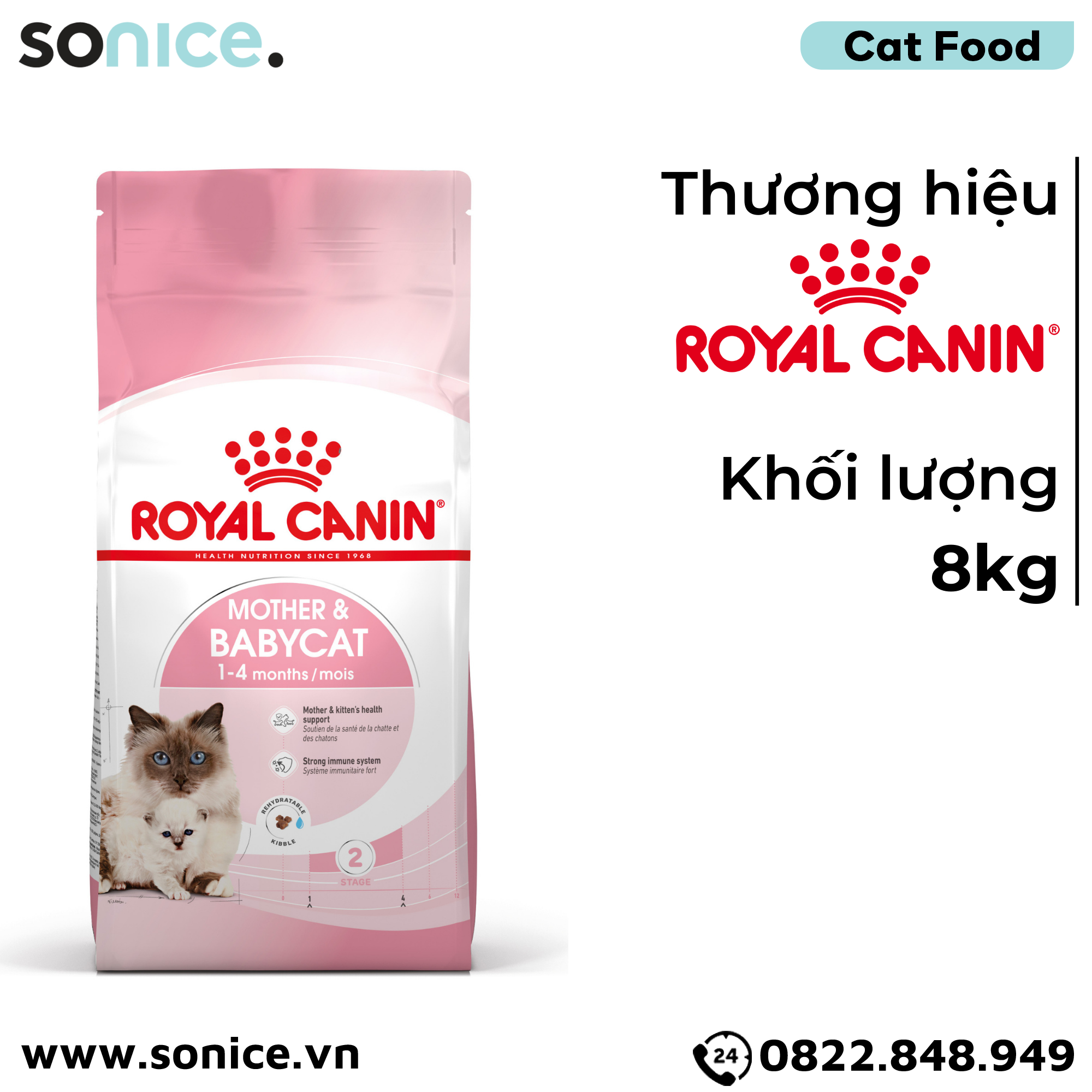  Thức ăn mèo Royal Canin MOTHER & BabyCat 8kg SONICE. 