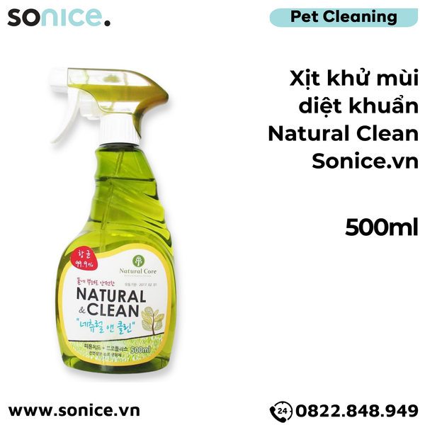  Xịt khử mùi diệt khuẩn Natural Clean 500ml SONICE. 