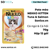  Pate mèo NEKKO Kitten Tuna & Salmon 70g - 1 hộp 12 gói SONICE. 