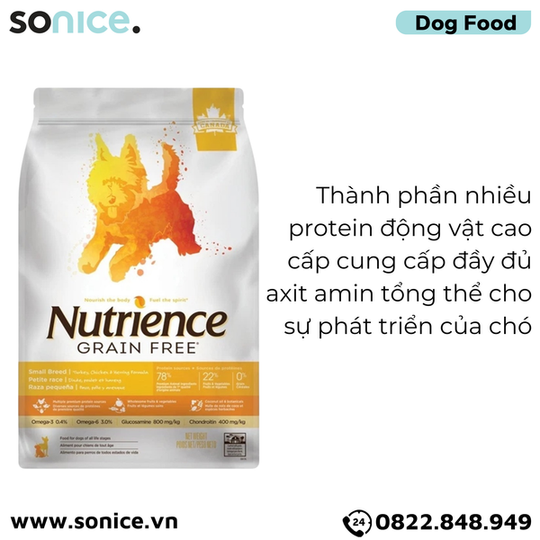  Thức ăn chó Nutrience Grain Free Thịt gà cá trích rau củ 5kg SONICE. 