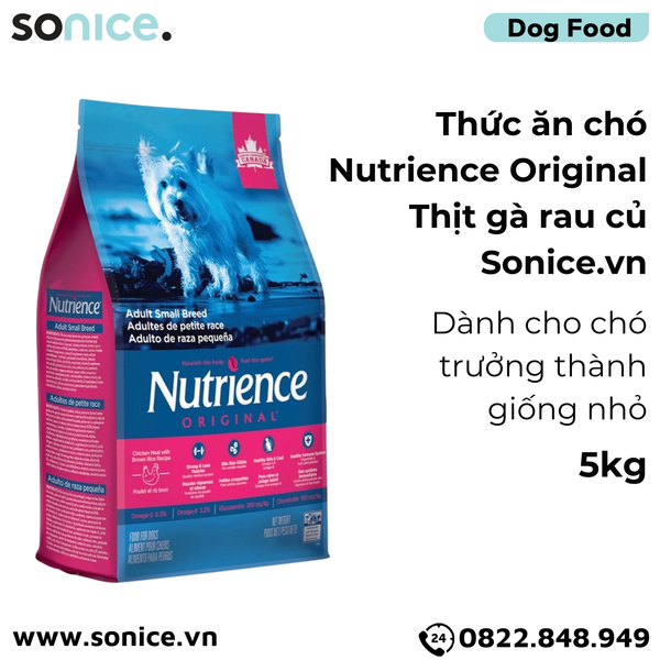  Thức ăn chó Nutrience Original thịt gà rau củ 5kg - Giống nhỏ trưởng thành SONICE. 