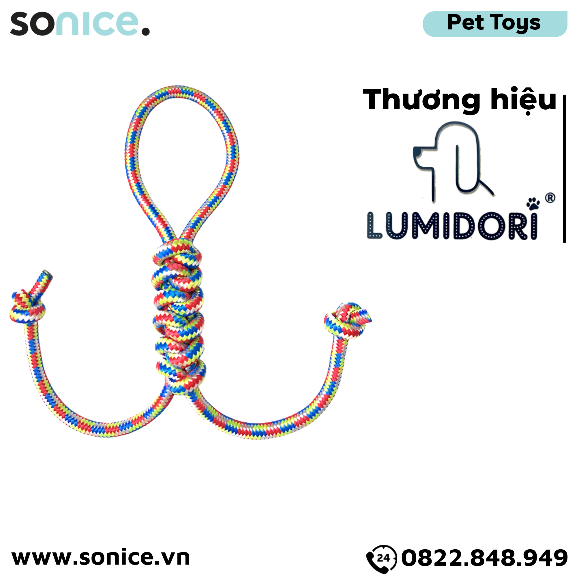  Đồ chơi Lumidori Cottonblend 2 Knot Rope Toys - Dây gặm hai râu rút SONICE. 