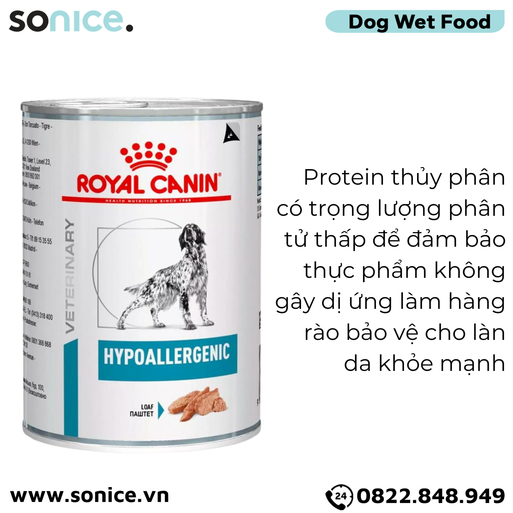  Pate chó Royal Canin Hypoallergenic Canin Loaf 400g - Hỗ trợ dị ứng SONICE. 