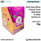  Pate mèo 5Plus Catchy Tuna Red Meat in Jelly 70g - Hộp 12 gói SONICE. 