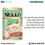  Pate mèo NEKKO GRAVY Cá Ngừ & Chicken 70g - 1 hộp 12 gói SONICE. 