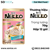  Pate mèo NEKKO GRAVY Cá Ngừ & Shrimp 70g - 1 hộp 12 gói SONICE. 