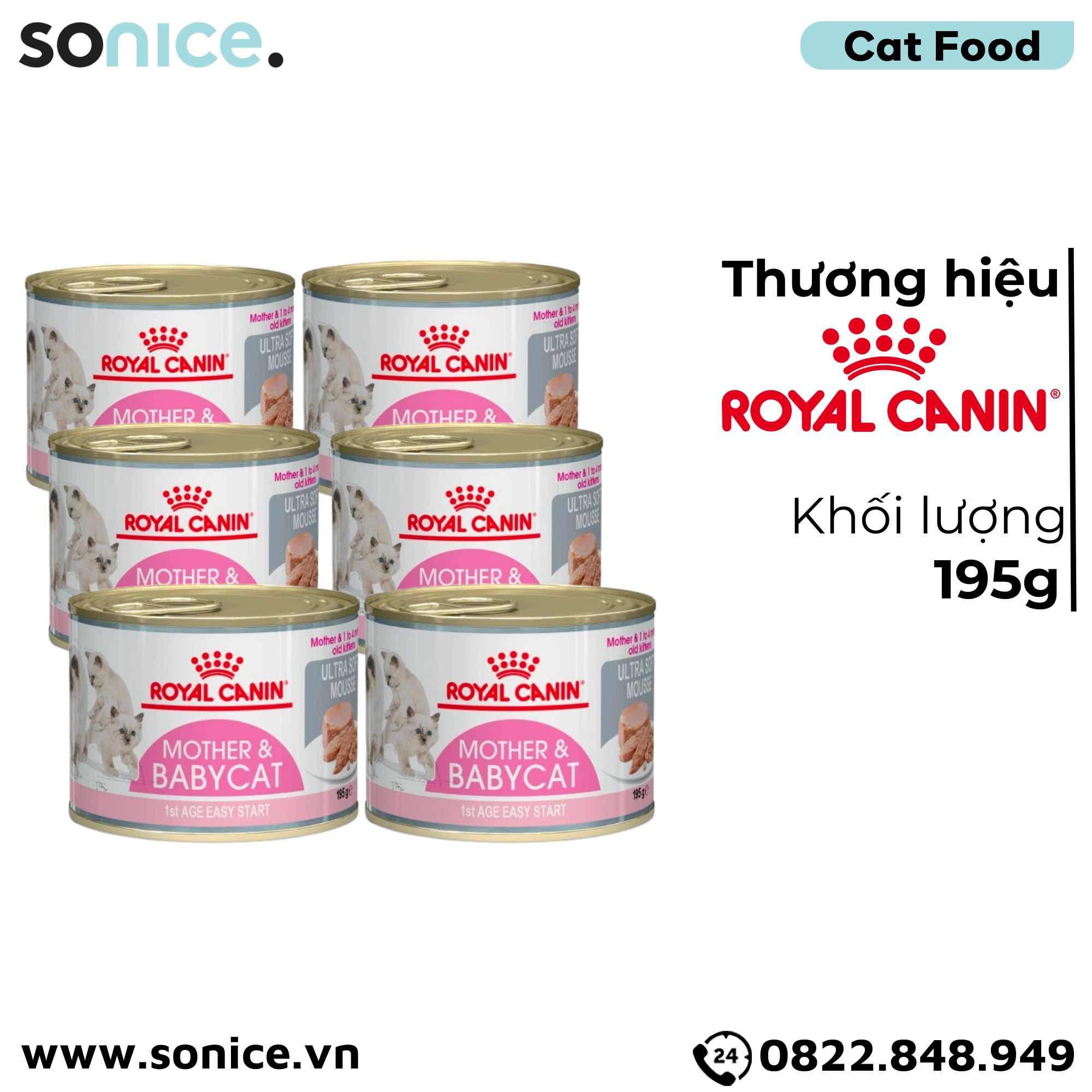  Pate mèo Royal Canin Mother & Babycat 195g - 6 lon SONICE. 