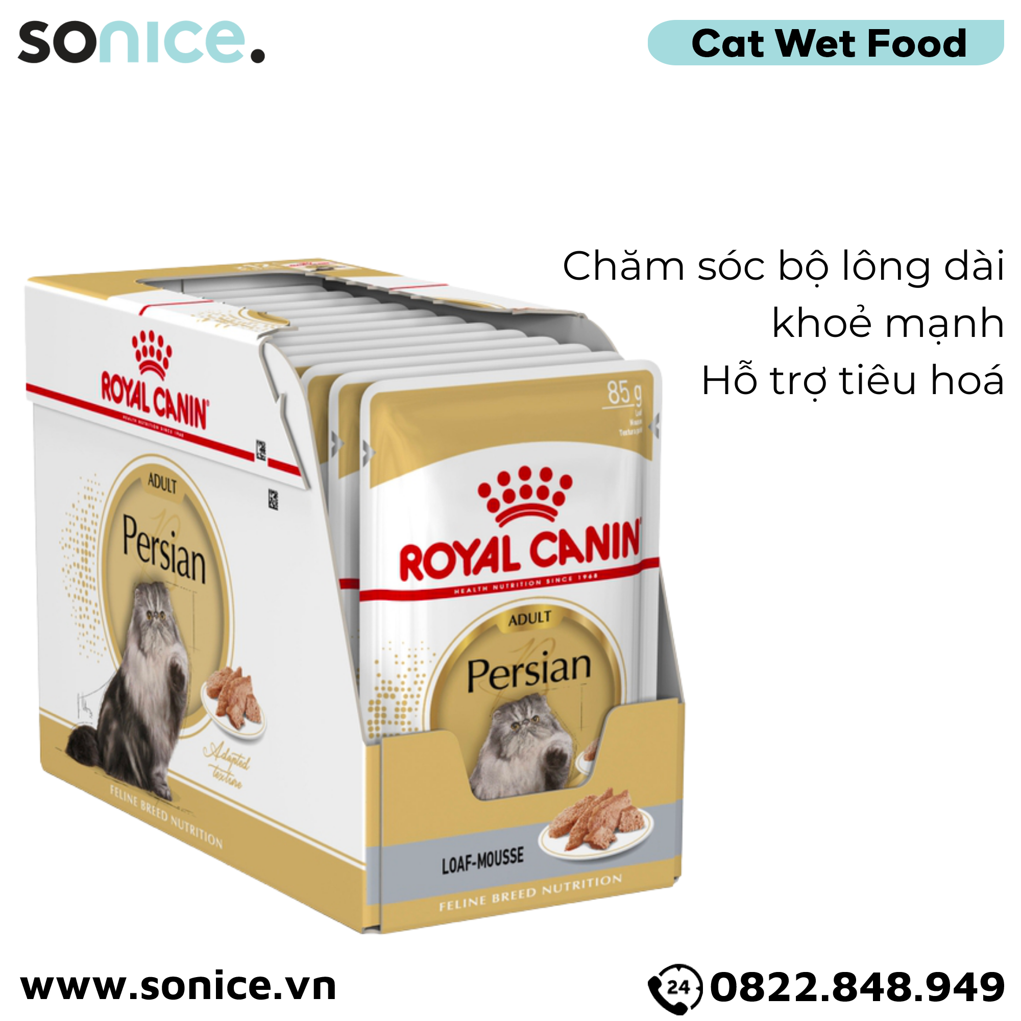  Pate mèo Royal Canin Persian Adult Loaf 85g - Hộp 12 gói SONICE 