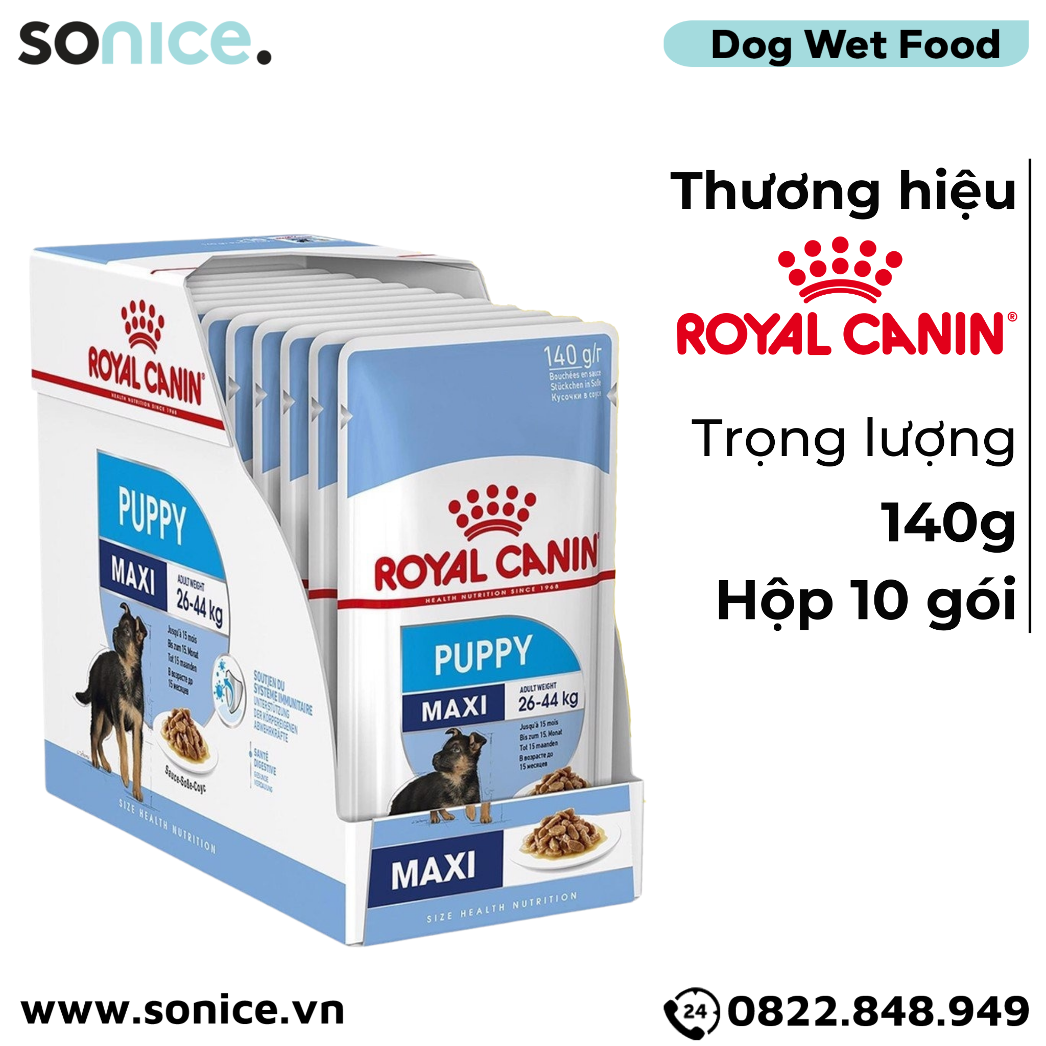  Pate chó Royal Canin Maxi Puppy - Gravy 1 hộp 10 gói SONICE. 