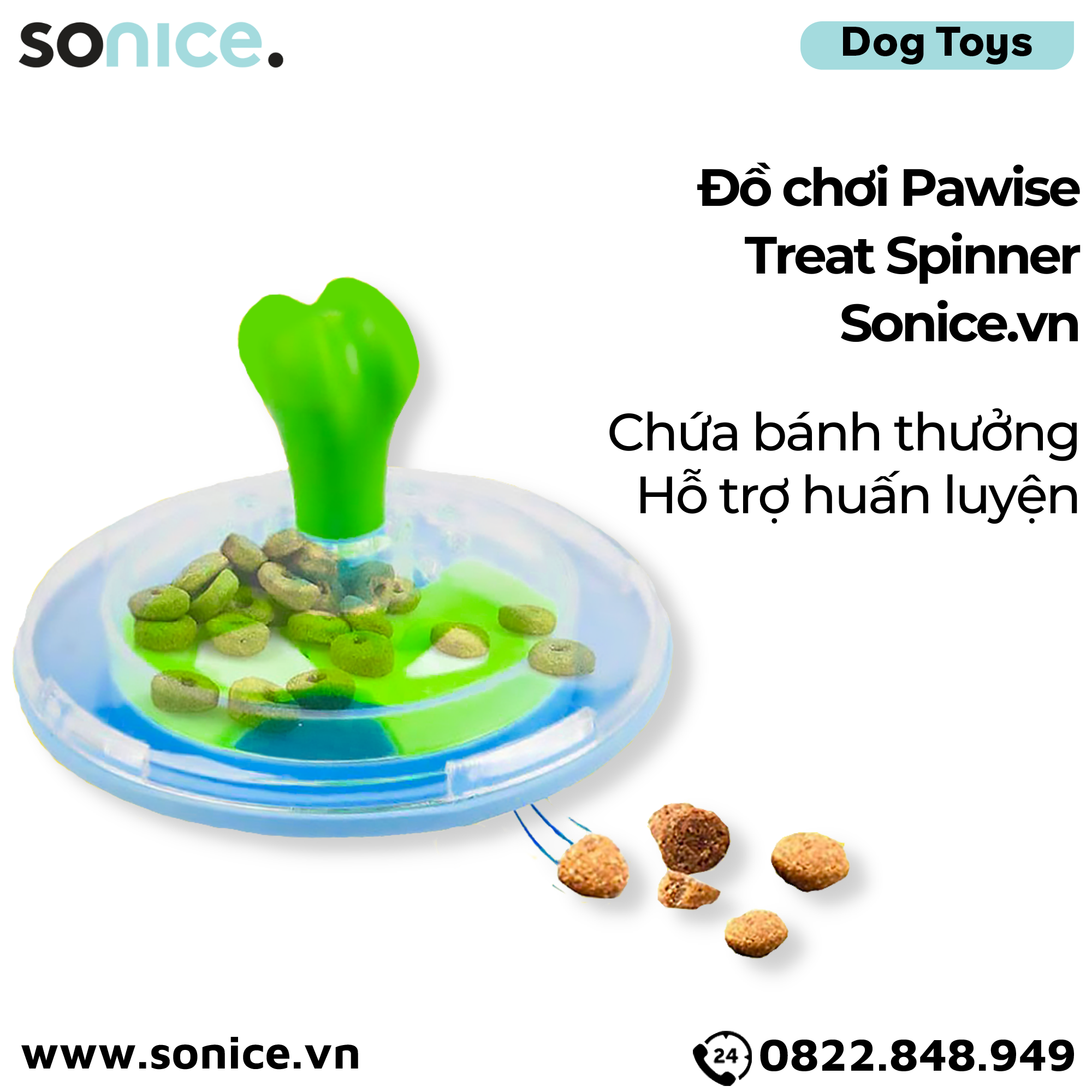  Đồ chơi Pawise Treat Spinner Toys - Chứa bánh thưởng, hỗ trợ huấn luyện SONICE. 