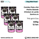  Combo Pate chó Petite Balade Chicken & Lamb 400g - 12 lon - Thịt gà và cừu SONICE. 