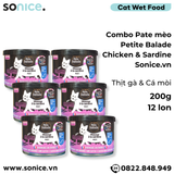  Combo Pate mèo Petite Balade Chicken & Sardine 200g - 12 lon - Thịt gà và Cá mòi SONICE. 