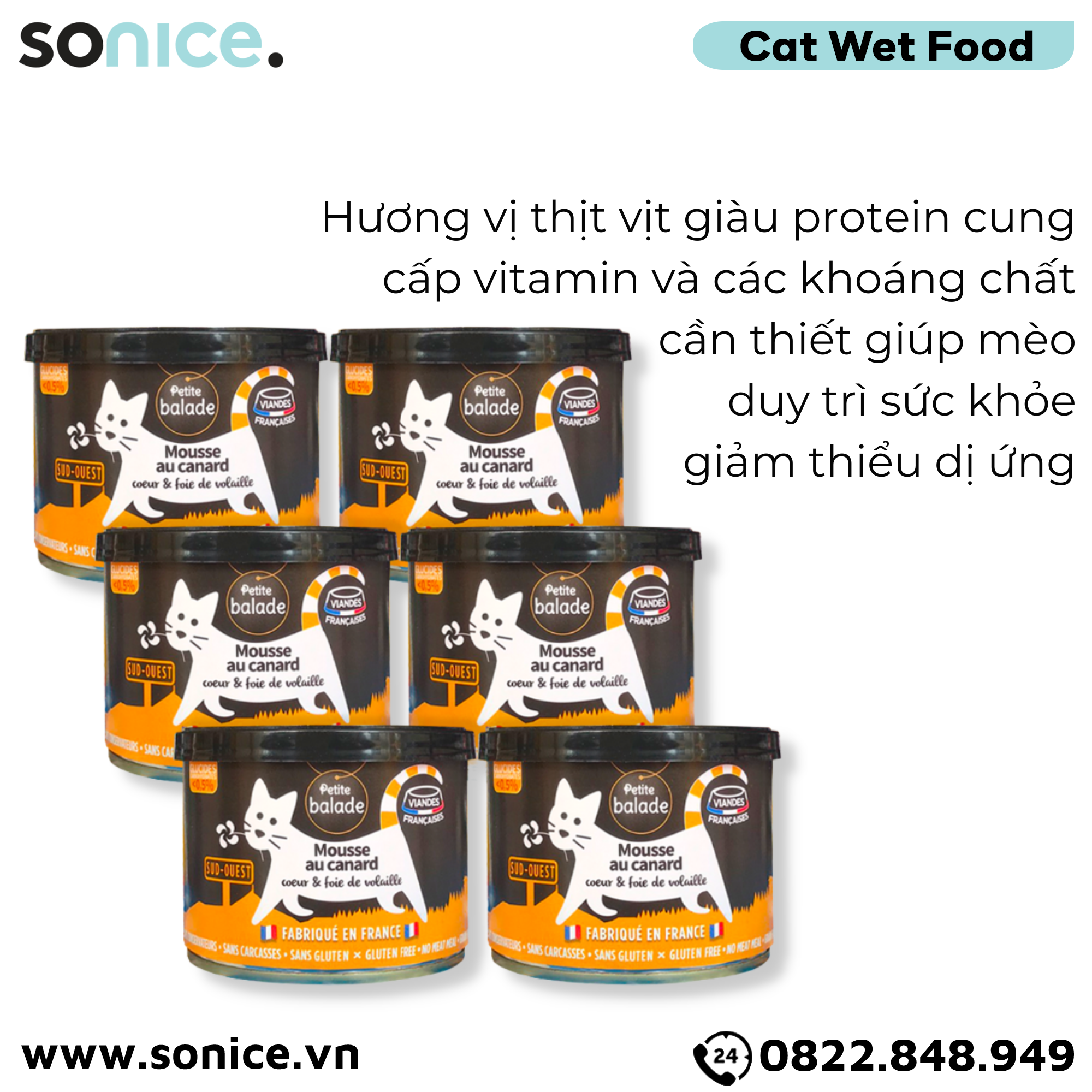  Combo Pate mèo Petite Balade Duck 200g - 6 lon - Thịt vịt SONICE. 