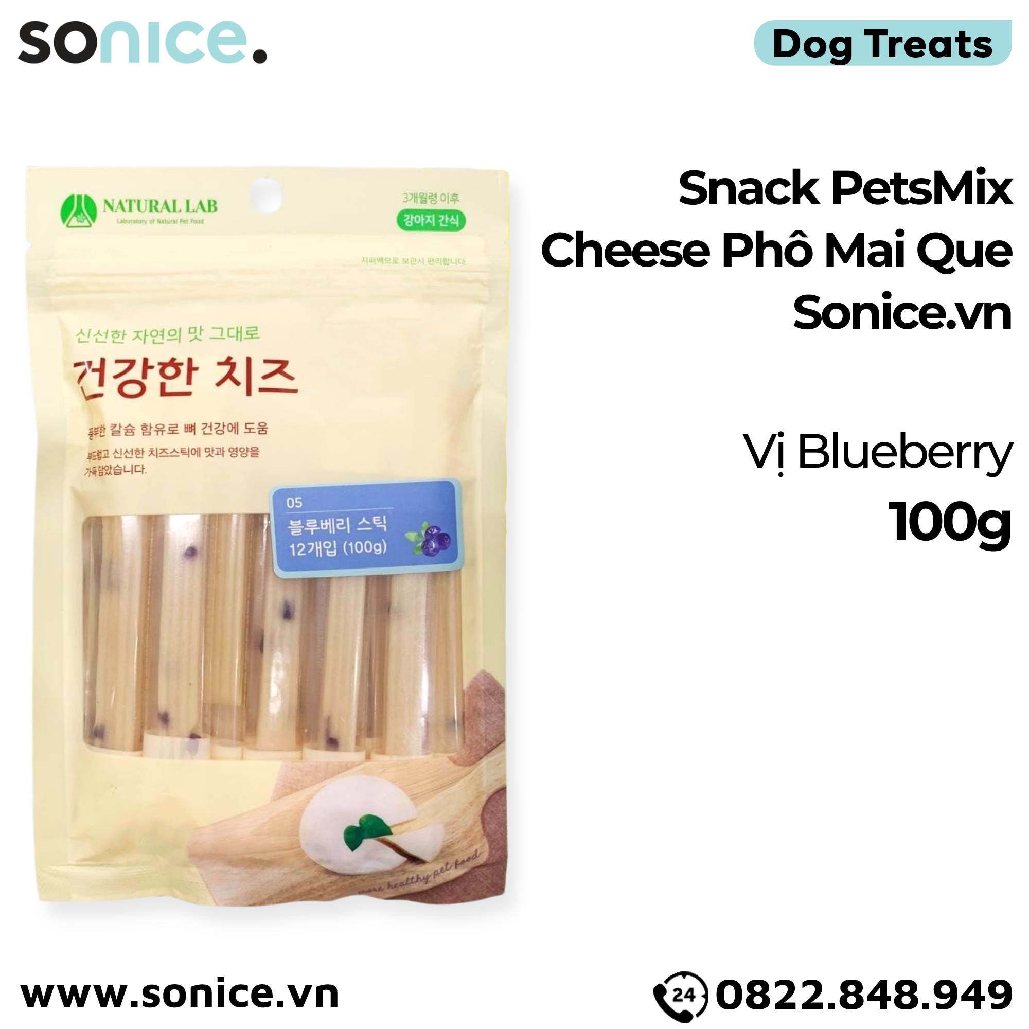  Snack PetsMix Cheese Phô Mai Que 100g - Vị Blueberry SONICE. 