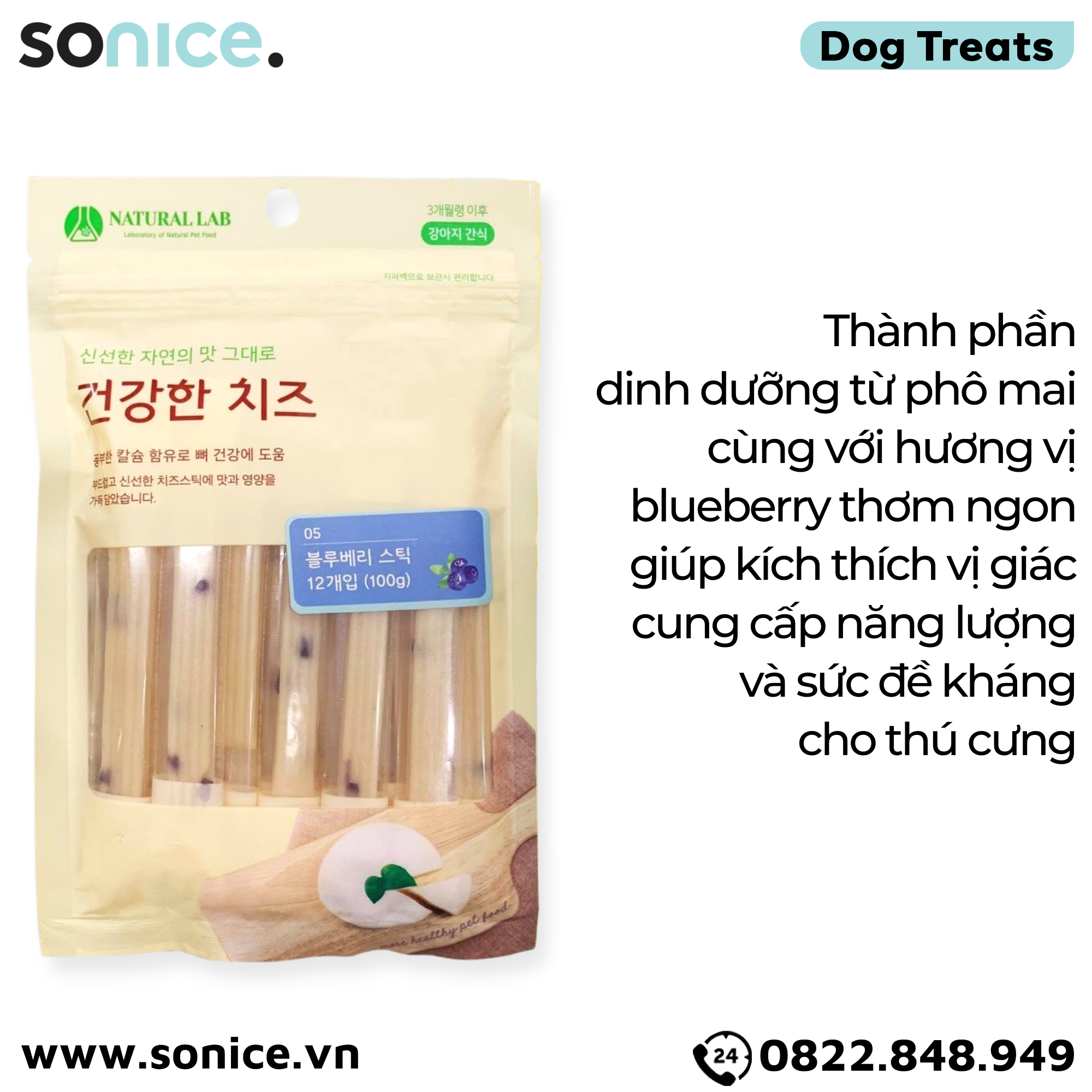  Snack PetsMix Cheese Phô Mai Que 100g - Vị Blueberry SONICE. 