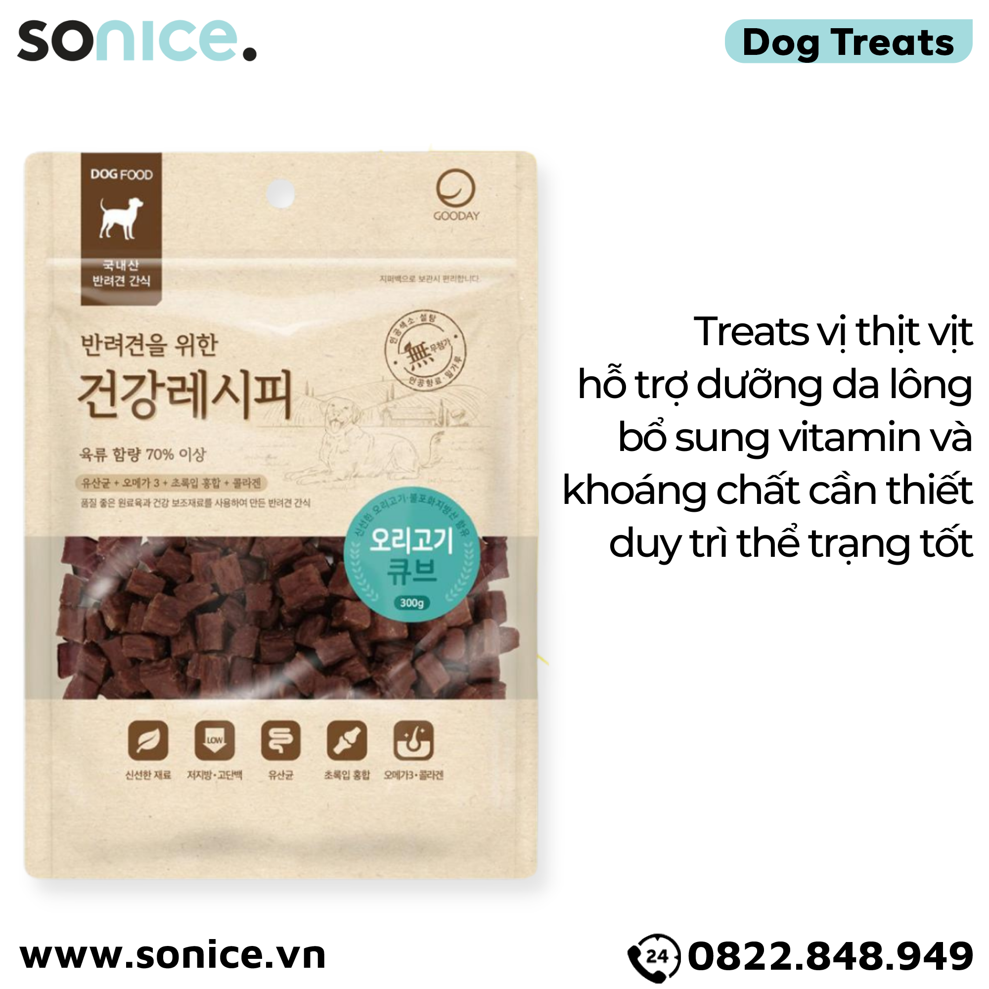  Treats mixer Cube Petsmix Duck 300g Korea - Thịt vịt, có thể mix với hạt, hỗ trợ tiêu hoá, xương khớp, dưỡng da lông SONICE. 