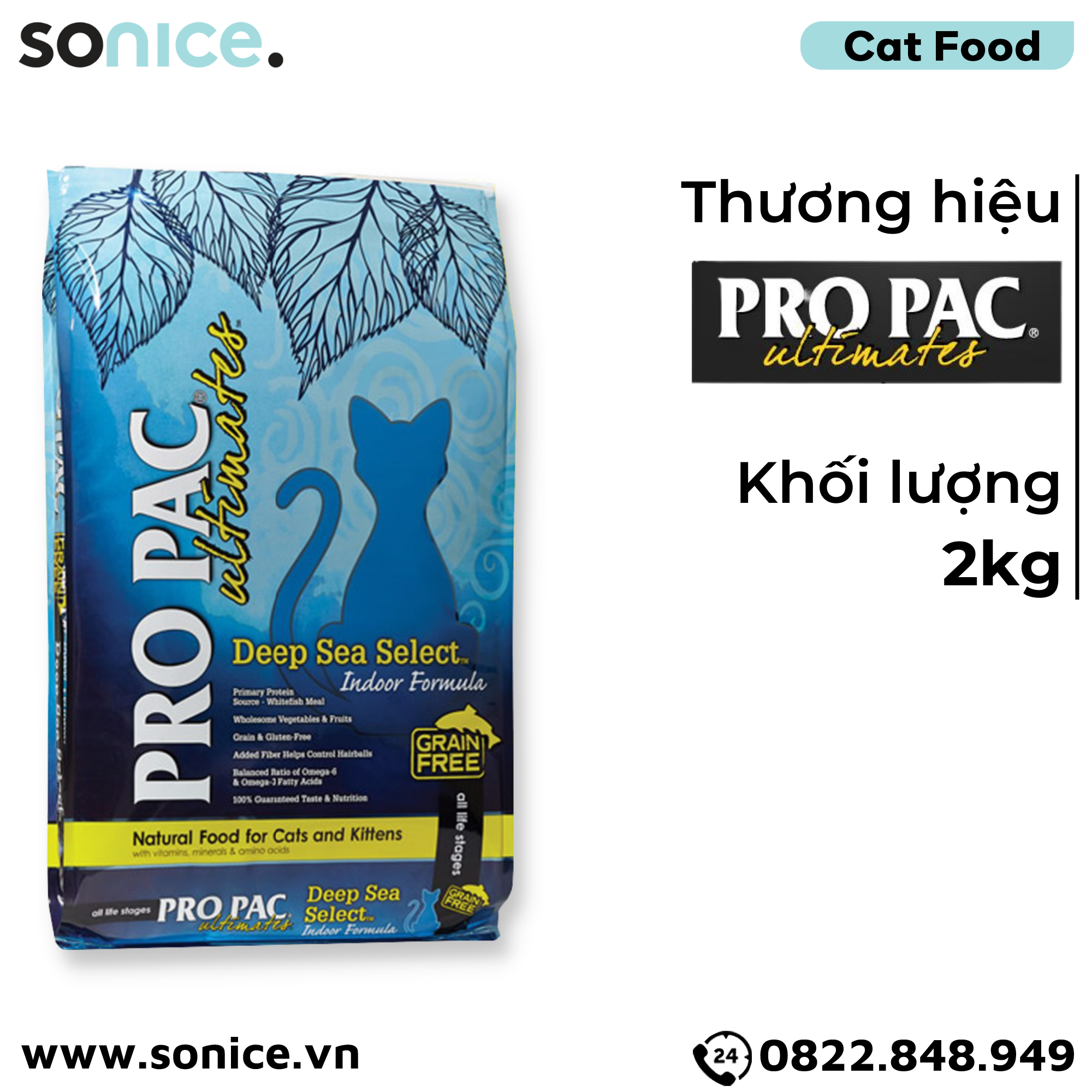  Thức ăn mèo Pro Pac Ultimates Deep Sea Seclect 2kg SONICE. 