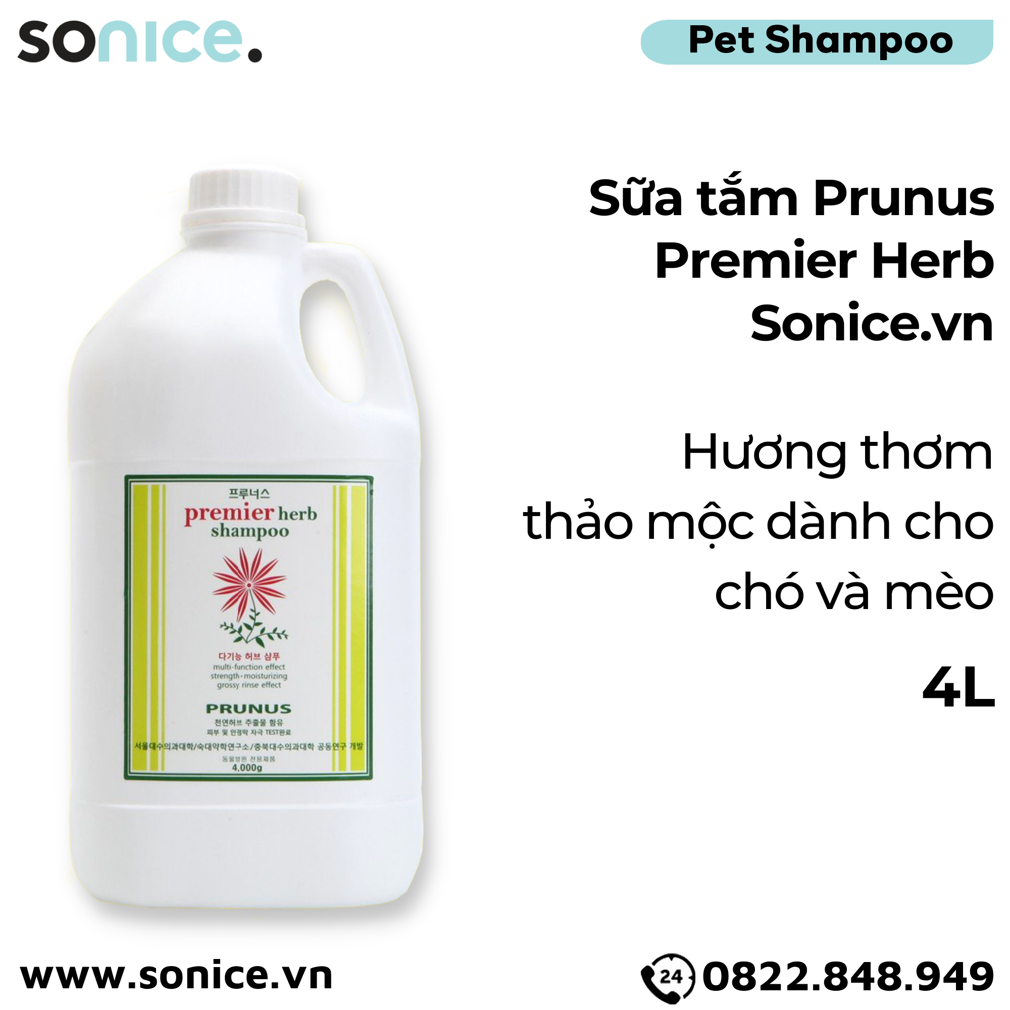  Sữa tắm Prunus Premier Herb 4L - Hương thơm thảo mộc SONICE. 