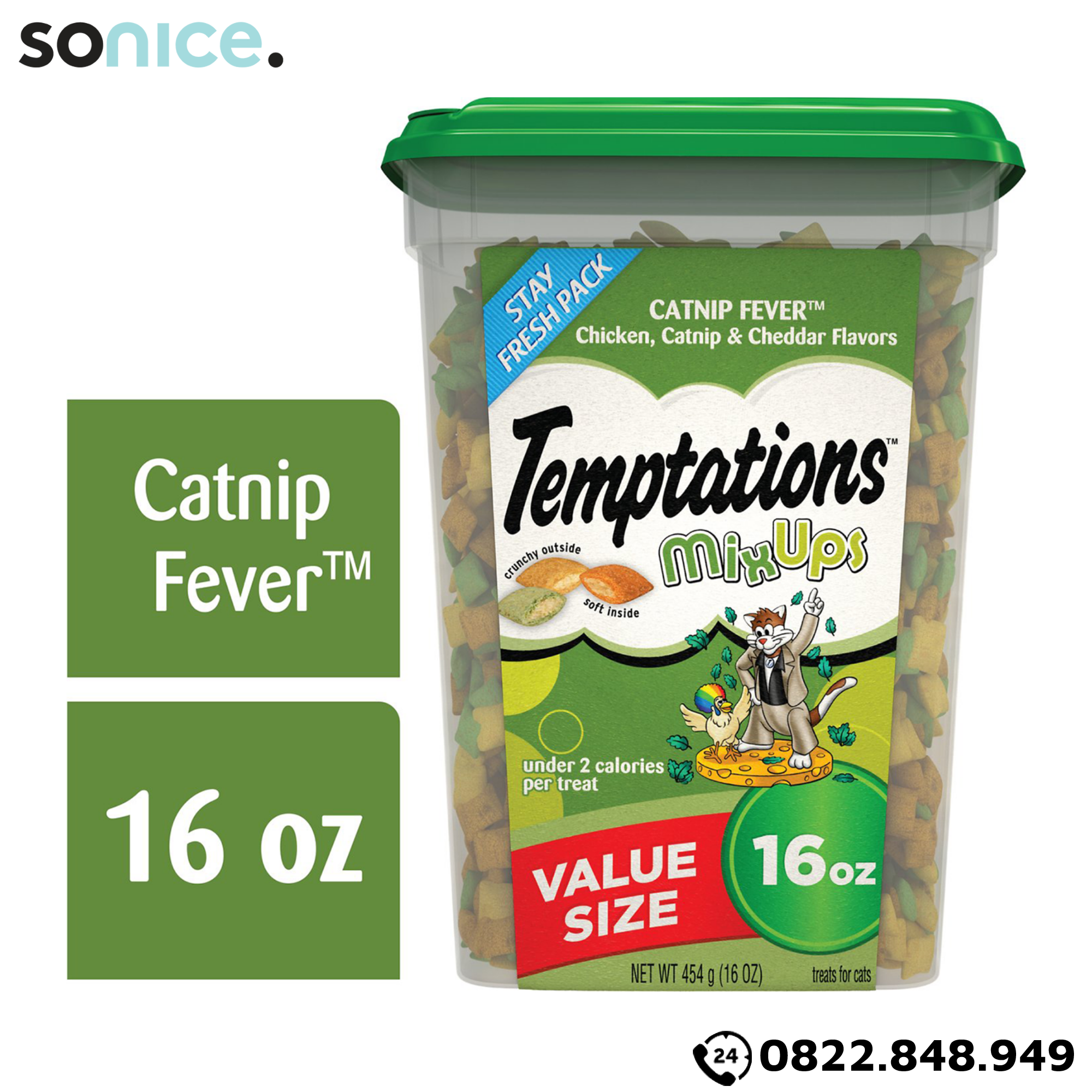  Treat mèo Temptations Mixups Chicken, Catnip, Cheddar 454g - vị gà nướng, cỏ bạc hà, phô mai SONICE. 