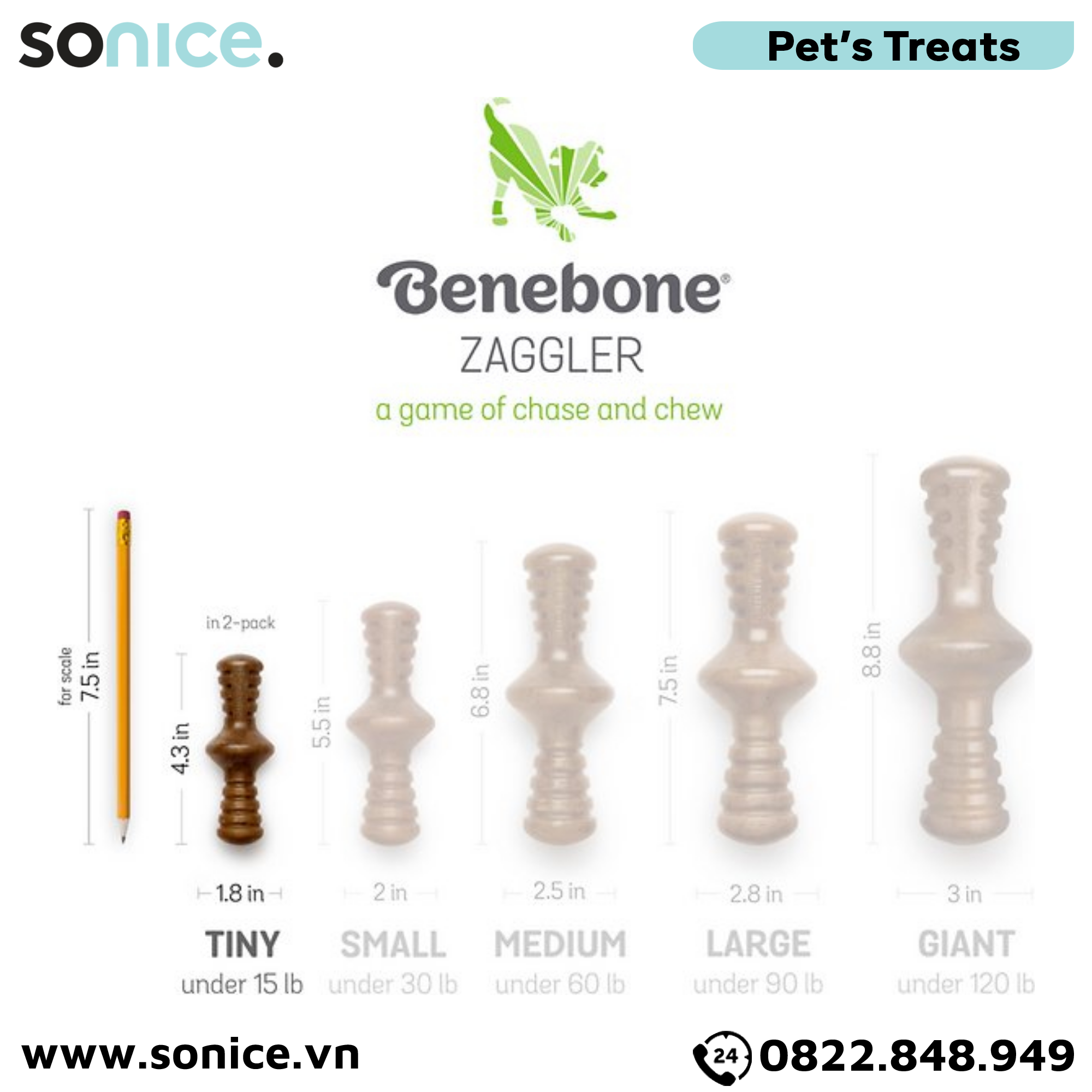  Combo 2 xương gặm Benebone Puppy Bacon & Maple Wood cho chó con vị thịt xông khói & gỗ cây phong SONICE. 