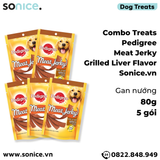  Combo Treats Pedigree Meat Jerky Grilled Liver Flavor 80g - 5 gói - Gan nướng SONICE. 