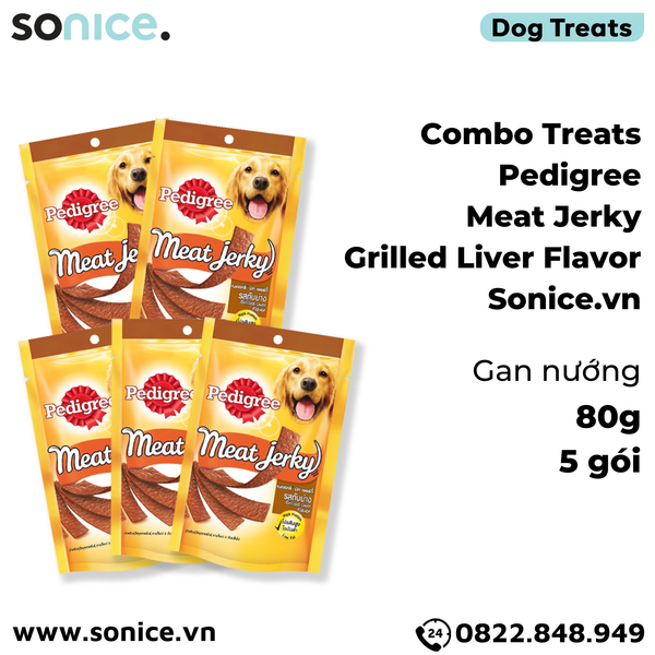  Combo Treats Pedigree Meat Jerky Grilled Liver Flavor 80g - 5 gói - Gan nướng SONICE. 
