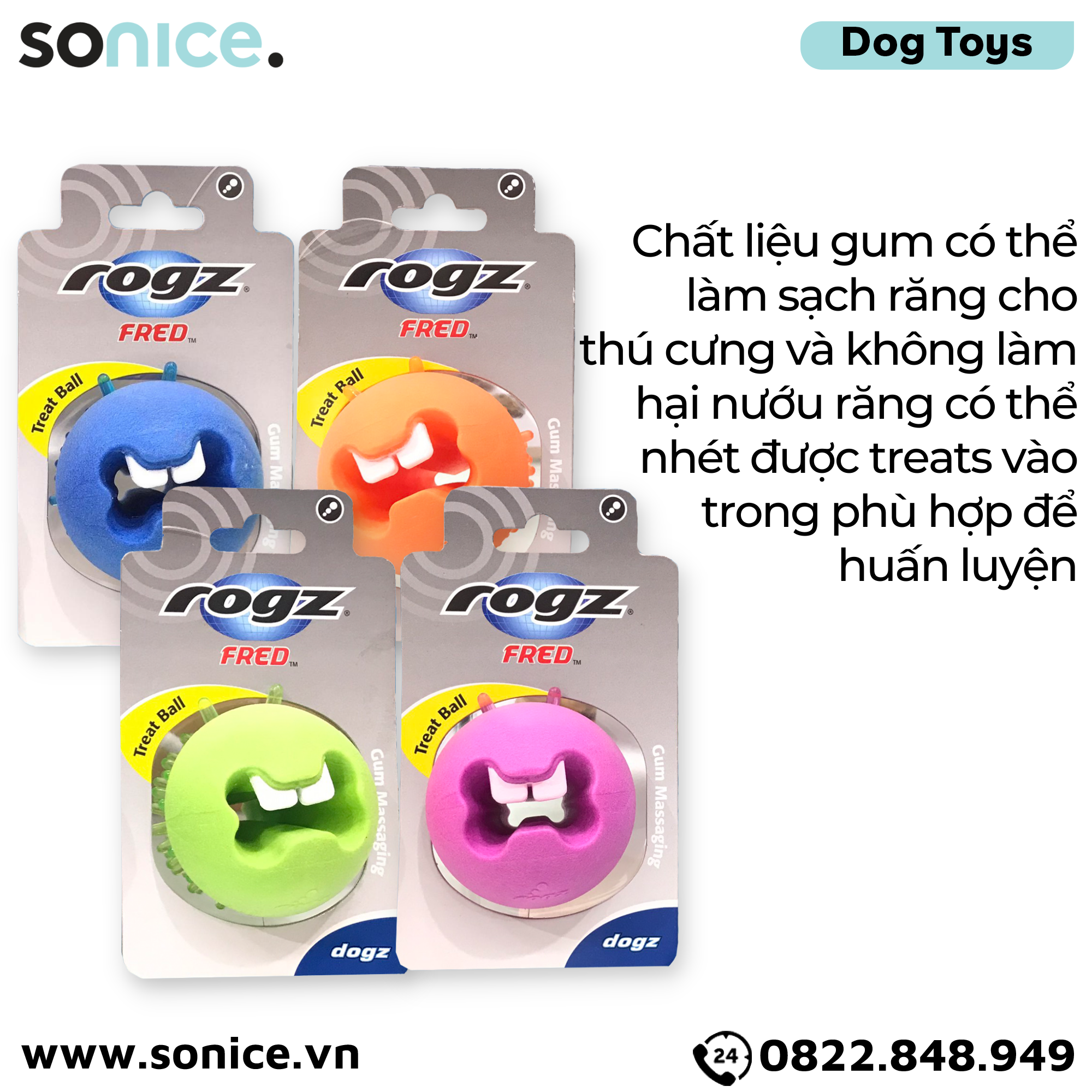  Đồ chơi Rogz Fred Treat Ball Toys - Có thể chứa treats SONICE. 